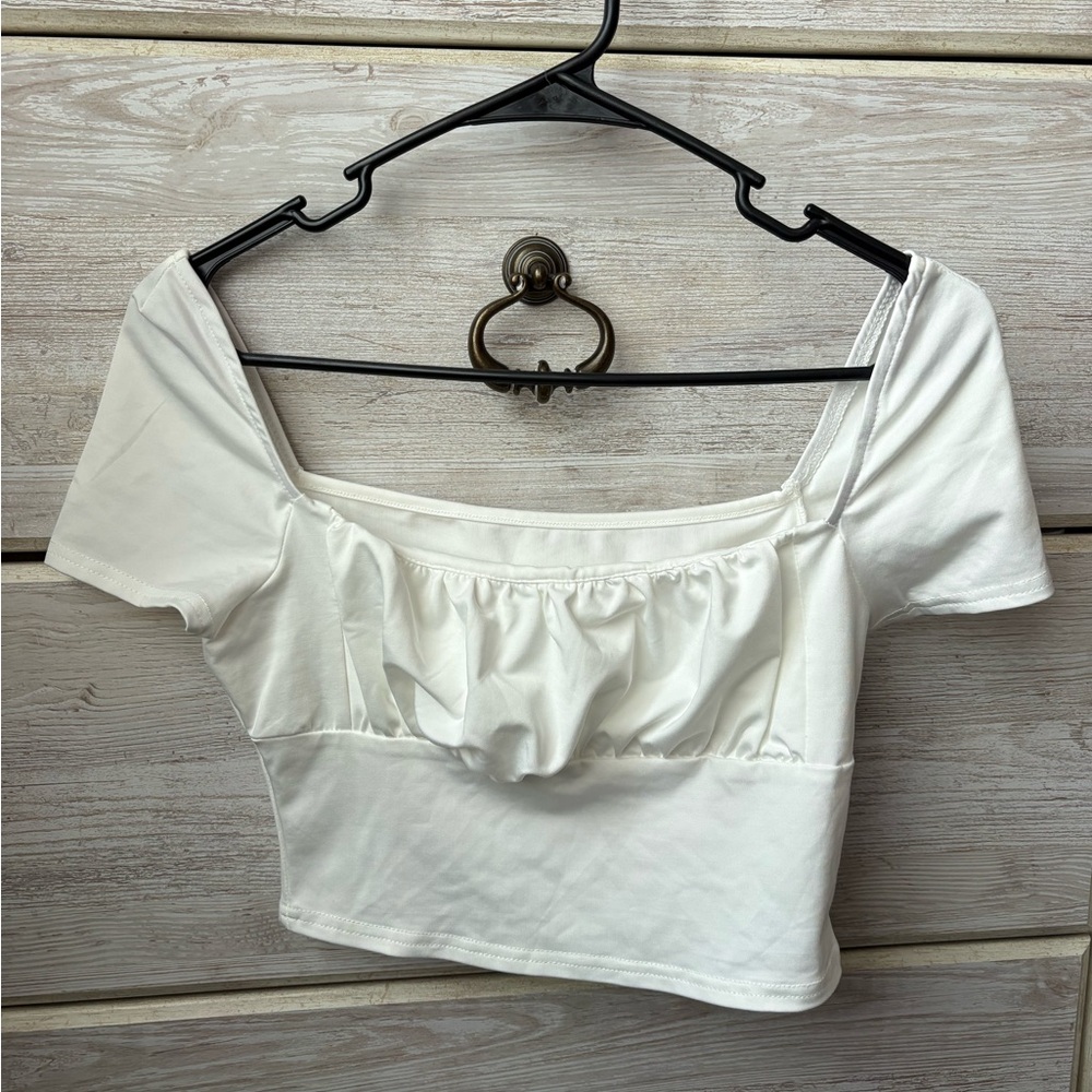 SHEIN White Ruffled Crop Top